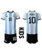 Argentiina Lionel Messi #10 Kotipaita Lasten MM-kisat 2022 Lyhythihainen (+ shortsit)